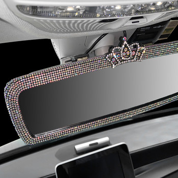 Νέο κάλυμμα καθρέπτη πίσω όψης αυτοκινήτου Crown Charm Crystal Decor Auto Rearview Mirror Diamond Car Bling αξεσουάρ για γυναίκες κορίτσια