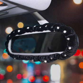 Κάλυμμα καθρέπτη εσωτερικού αυτοκινήτου Rhinestone βελούδινο Auto Διακόσμηση θήκη καθρέφτη πίσω όψης Αξεσουάρ για γυναίκες κορίτσια