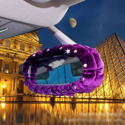 Autóbelső visszapillantó tükörborítás strasszos plüss, automatikus visszapillantó tükör tok díszítő kiegészítők női lányoknak