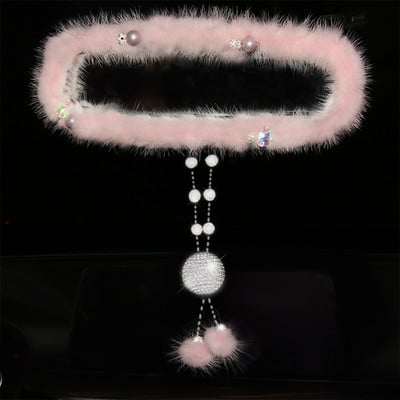 Viseći dodaci za auto retrovizore za Grills Ženska unutarnja dekoracija Ružičasta auto stražnja navlaka za žene Bling Luksuzni ukras