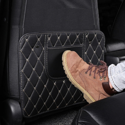 Car seat backrest anti-kick pad leather anti-dirty pad protective cover storage box, suitable for new Ford Toyota Honda
