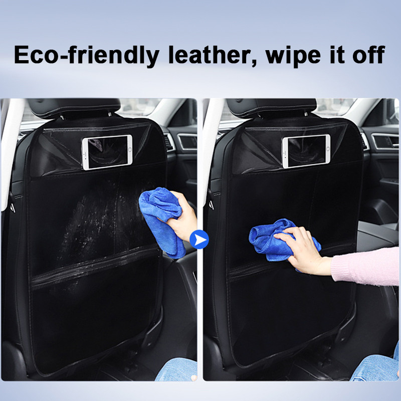 Pu-nahast autoistme kaitsekate, põrutusvastane istme seljatoe korraldaja puutetundliku ekraaniga tahvelarvuti hoidja kaitsega lastele