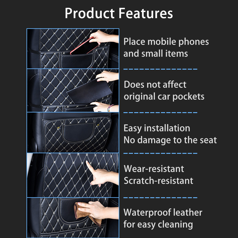 Luamaty 2PCS PU nahast autoistme seljakatte kaitse, laste löögivastane padi Waterprrof autoistme kaitse pori mustusevastased padjad