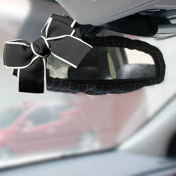 Диамантен бантик Интериор на автомобила Калъф за огледало за обратно виждане Класически карирани платове Автоматично огледало за обратно виждане Аксесоари за декорация за момичета