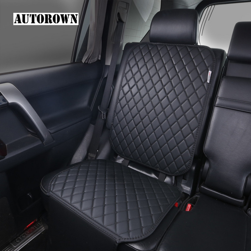 AUTOROWN PU nahast jalatõkkepadi autole Universaalne auto istme seljatoe kaitse Veekindel lapse saastumisvastane padi