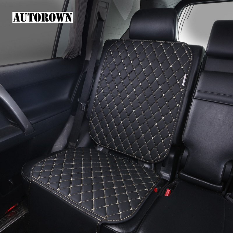 AUTOROWN PU nahast jalatõkkepadi autole Universaalne auto istme seljatoe kaitse Veekindel lapse saastumisvastane padi