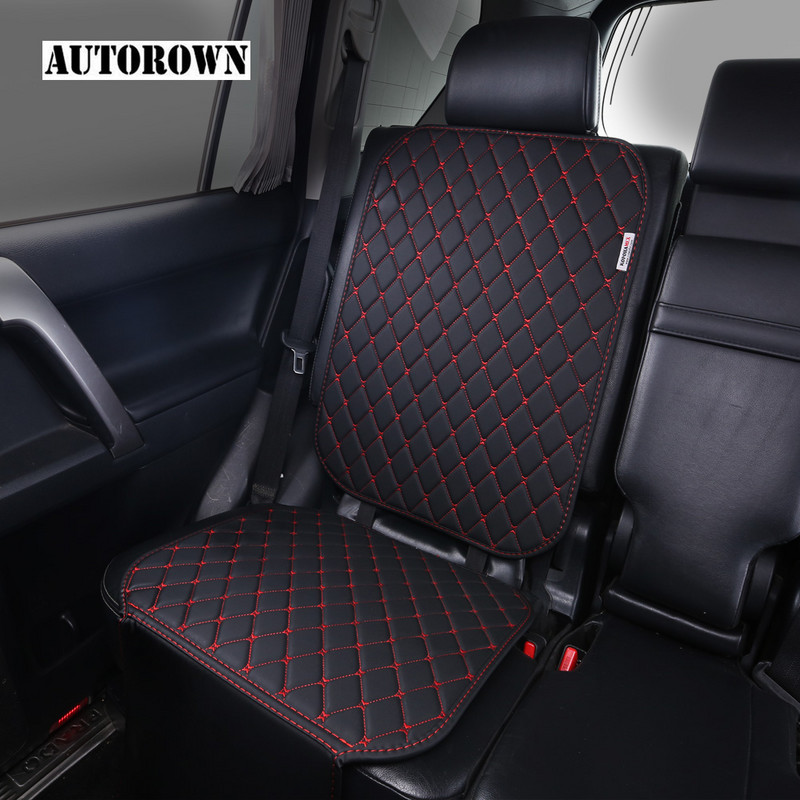 AUTOROWN PU nahast jalatõkkepadi autole Universaalne auto istme seljatoe kaitse Veekindel lapse saastumisvastane padi