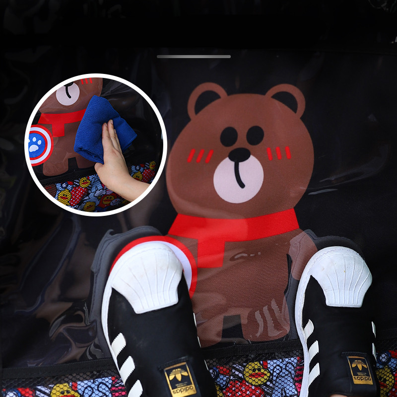 Cartoon mielas automobilio sėdynės nugaros užvalkalas vaikams, 1 vnt. Anti Kick Mat, vandeniui atsparus nešvarumų apsauginis padėklas automobiliui