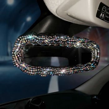 Bling Diamond Crystal Car Mirror Cover Universal Stretch Rhinestone Auto Interior Rearview Mirror Case Decor Accessories Women