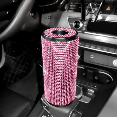 Crystal Car Tissue Dėžutė Metalo bloko tipas Sėdynės Nugarėlė Kalnų krištolas Reative Decoration Crystal Diamond Glitter Bling Box Automobilinė apvali dėžė
