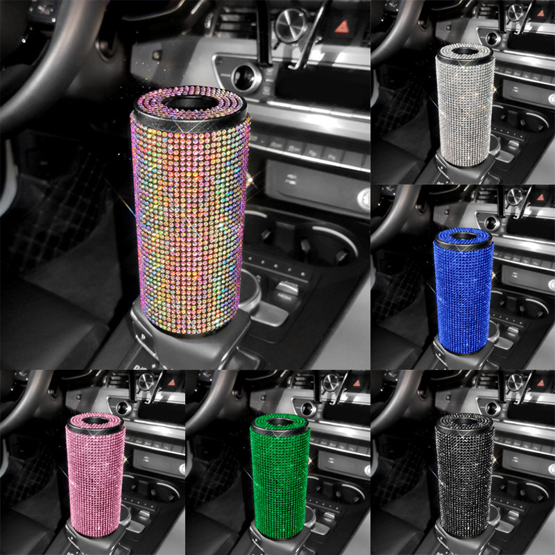 Crystal Car Tissue Dėžutė Metalo bloko tipas Sėdynės Nugarėlė Kalnų krištolas Reative Decoration Crystal Diamond Glitter Bling Box Automobilinė apvali dėžė