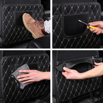 PU Δερμάτινο αντι-παιδικό μαξιλαράκι για αδιάβροχο προστατευτικό κάλυμμα πλάτης καθίσματος αυτοκινήτου Universal Auto Anti Mud Dirt Pads με τσάντα αποθήκευσης