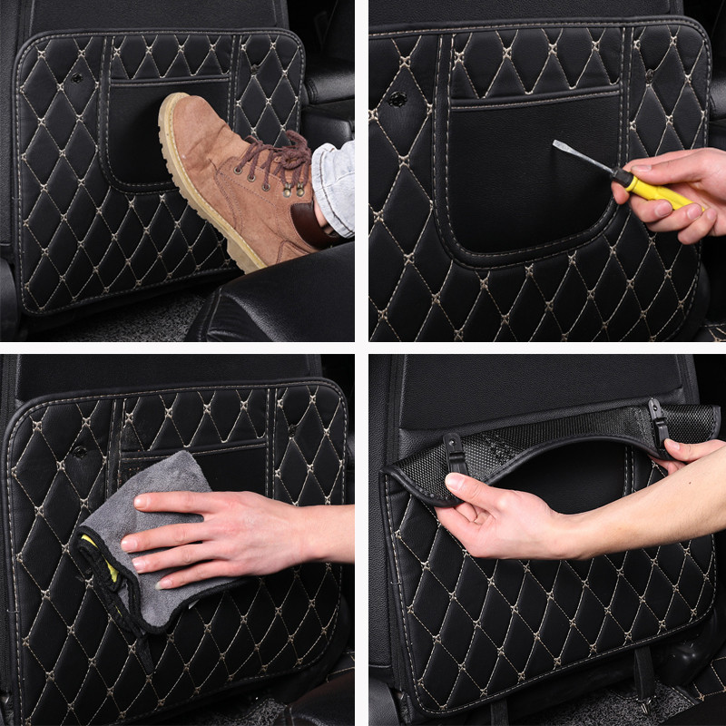 Tampă de protecție din piele PU anti-copii pentru mașină, impermeabilă, pentru spătarul scaunului