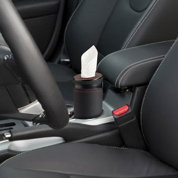 Θήκη για χαρτομάντιλα αυτοκινήτου Δερμάτινη στρογγυλή θήκη για χαρτομάντιλο Creative Car Tissue Box Θυρίδα ασφαλείας Σπασμένο παράθυρο Tissue Cup Automobiles Εσωτερική διακόσμηση