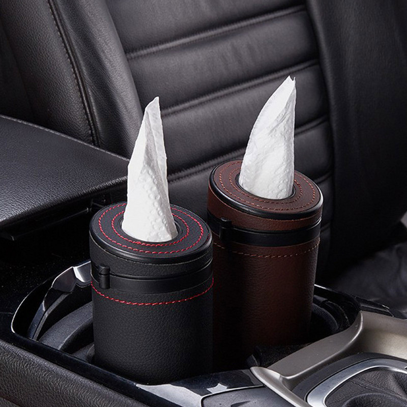 Automobilio servetėlių laikiklis odinis apvalus audinio dėklas Kūrybinis automobilio servetėlių dėžutės apsauginis langas, audinio puodelis Automobilių vidaus apdaila