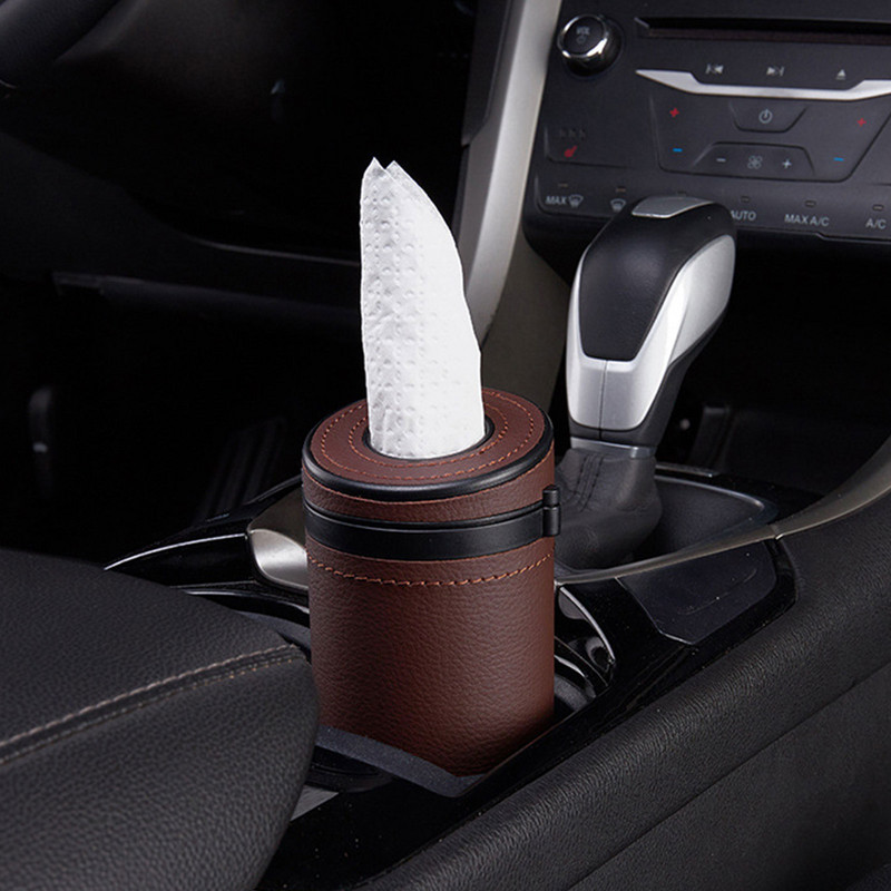 Automobilio servetėlių laikiklis odinis apvalus audinio dėklas Kūrybinis automobilio servetėlių dėžutės apsauginis langas, audinio puodelis Automobilių vidaus apdaila