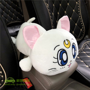 Plüss Luna Cat cica Kreatív autós szövetdoboz Autós kiegészítők lányoknak Női Para Auto Cartoon Karfa doboz Szék háttámla
