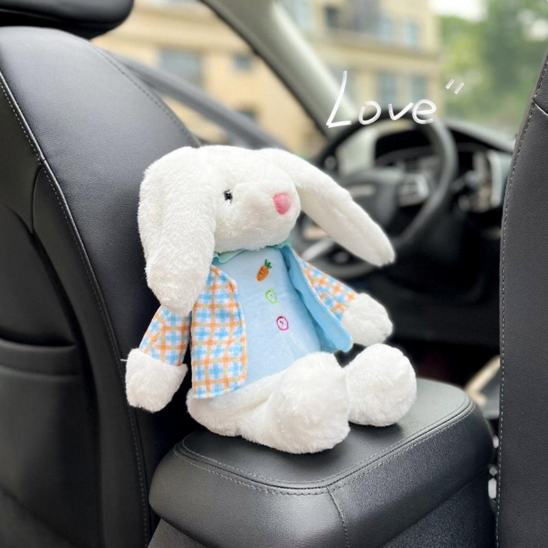 Aranyos rajzfilm autókendős doboz Kreatív Lovely Rabbit rövid plüss papírzsebkendő tartó autós kartámasz dobozhoz autósülés selyemdobozhoz
