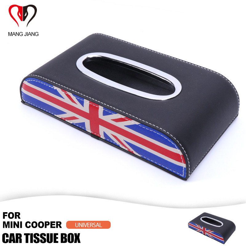Mini Cooper univerzális autós szövetdobozhoz 1 DB Union Jack mikroszálas bőr papírdoboztartó fedél Belső tartozékok F55 F60