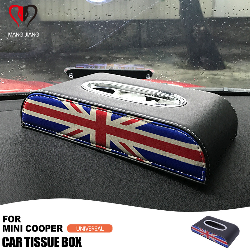 Mini Cooper univerzális autós szövetdobozhoz 1 DB Union Jack mikroszálas bőr papírdoboztartó fedél Belső tartozékok F55 F60