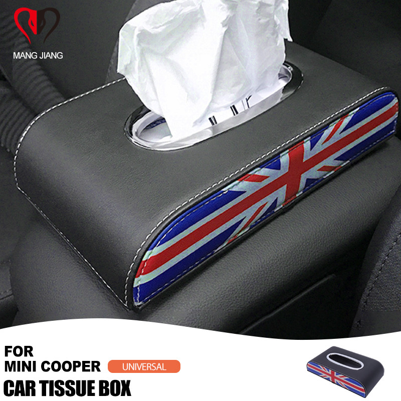Mini Cooper univerzális autós szövetdobozhoz 1 DB Union Jack mikroszálas bőr papírdoboztartó fedél Belső tartozékok F55 F60