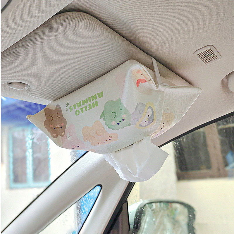 Odinė animacinių filmų servetėlių dėžutė, popierinė laikiklis servetėlių dėklas Automobilio galvos atrama Vonios kambarys Biuras Restoranas Kabantis Automobilių vidaus sandėliavimo dekoras