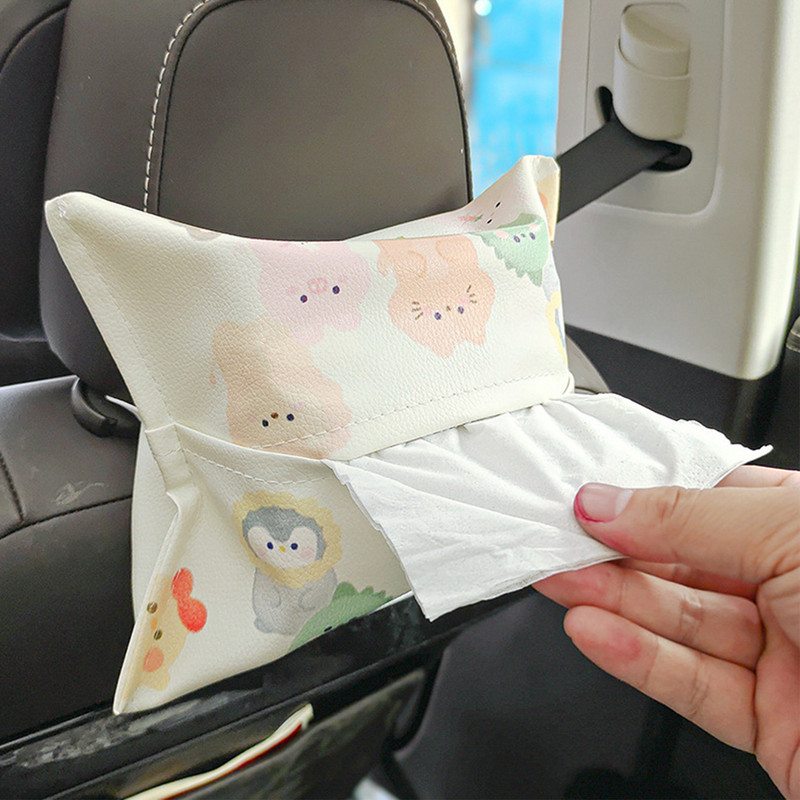 Odinė animacinių filmų servetėlių dėžutė, popierinė laikiklis servetėlių dėklas Automobilio galvos atrama Vonios kambarys Biuras Restoranas Kabantis Automobilių vidaus sandėliavimo dekoras