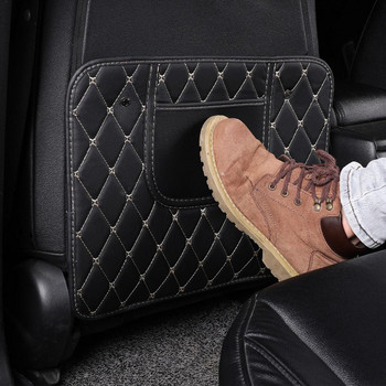 Car PU Δερμάτινα αντι-παιδικά μαξιλαράκια αδιάβροχα πλάτη καθίσματος Kick Mat Breeze Cleaning Αντι-βρώμικο προστατευτικό κάλυμμα με τσάντα αποθήκευσης