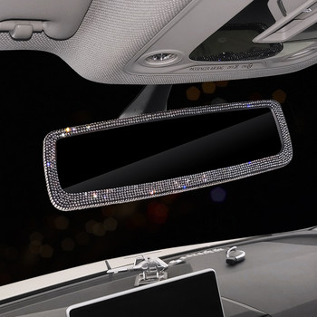 Bling Crystal Универсално вътрешно огледало за обратно виждане Огледало за обратно виждане за кола Въртящо се на 360° регулируемо широкоъгълно огледало за обратно виждане