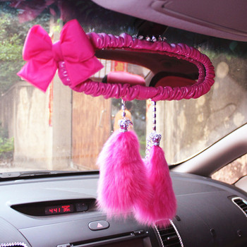 Flower Car Εσωτερικό Κάλυμμα Καθρέπτη Δερμάτινο Αξεσουάρ διακόσμησης καθρεπτών αυτοκινήτου για γυναίκες και κορίτσια