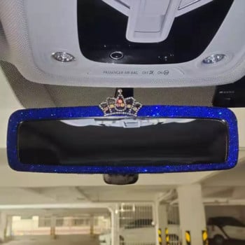 2022 Crown Car Rear View Mirror Cover Decor Charm Crystal Auto Rear View Mirror Diamond Car Bling Аксесоари за жени Момичета