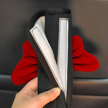 Velvet Retro Red Bow Калъф за огледало за кола Универсален разтеглив мек плюшен автомобилен интериор Калъф за огледало за обратно виждане Декоративни аксесоари Дамски