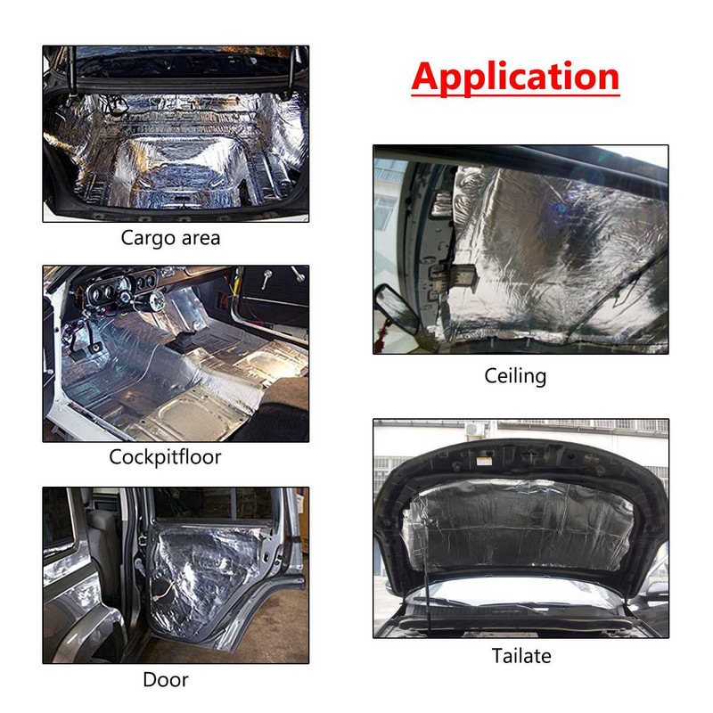 140/100x100cm 7mm autó hangtompító szőnyeg Zaj motorháztető szigetelés szigetelés csillapító motorháztető motor tűzfal hőanyag alumínium hab