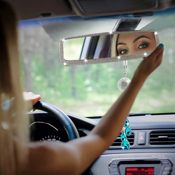 Декор на огледалото за обратно виждане на интериора на автомобила, кристал, диамантен орнамент, капак на огледалото за обратно виждане Bling Автомобилни аксесоари за жени