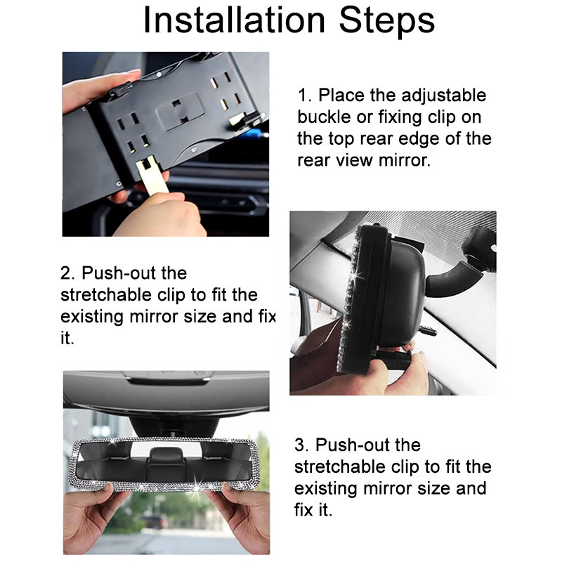 Automobilio salono galinio vaizdo veidrodžio dekoras Kalnų krištolinio krištolinio deimantinio ornamento galinio vaizdo veidrodžio dangtelis Bling Automobilių priedai moterims