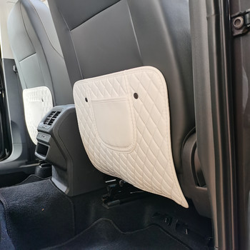Бяла кожена универсална подложка против ритници за кола Водоустойчива протекторна облегалка на седалката Автоматични подложки против кал и мръсотия с място за съхранение