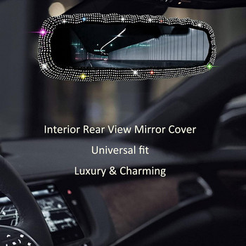 Блестящ декор на огледало за обратно виждане със стрази Аксесоари за интериор на кола за жени Bling Огледало за обратно виждане с кристали Crystal Diamond V0U8