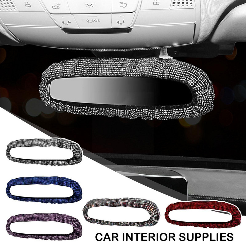 Oglindă retrovizoare strălucitoare cu strasuri, accesorii pentru interiorul mașinii, pentru femei, oglindă retrovizoare cu strasuri, cristal diamant V0U8