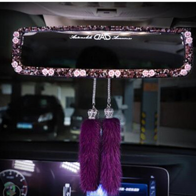 Set za ukrašavanje retrovizora za unutrašnjost automobila HD ogledalo za automobil kreativno slatko žensko ogledalo s dijamantnim dodacima za automobile