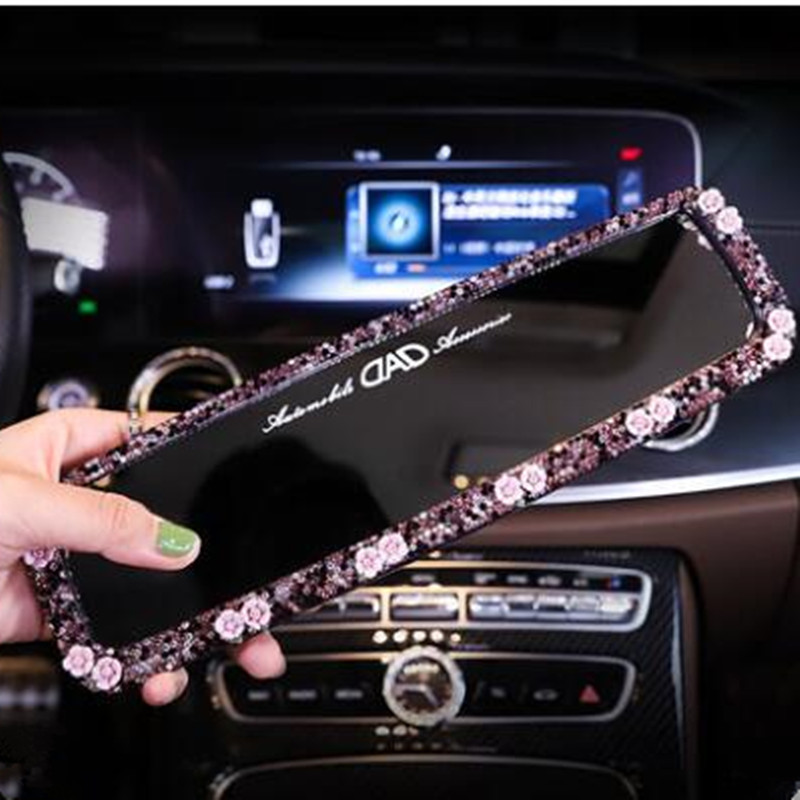Set za ukrašavanje retrovizora za unutrašnjost automobila HD ogledalo za automobil kreativno slatko žensko ogledalo s dijamantnim dodacima za automobile