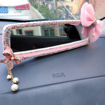 Κάλυμμα καθρέπτη αυτοκινήτου Διαμαντένια διακόσμηση Καθρέφτης πίσω όψη Χαριτωμένο φιόγκο Κρυστάλλινη προστατευτική θήκη Γυναικεία αξεσουάρ εσωτερικού αυτοκινήτου