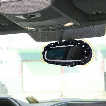 Интериор на автомобила Калъф за огледало за обратно виждане Плюшен кристал Декор на капака за кола Декорация на калъф за огледало за обратно виждане Аксесоари за жени Момичета