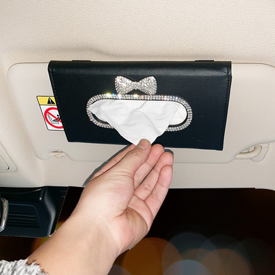 Mielas lankas, krištolinis automobilio servetėlių dėžutės rankšluosčių rinkinys nuo saulės, servetėlių dėžutės laikiklis, pakabinamas krepšys, automobilio salonas, dekoras, automobilio priedai