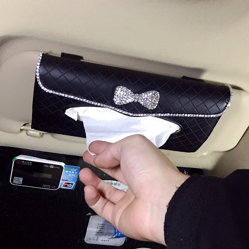 Mielas lankas, krištolinis automobilio servetėlių dėžutės rankšluosčių rinkinys nuo saulės, servetėlių dėžutės laikiklis, pakabinamas krepšys, automobilio salonas, dekoras, automobilio priedai