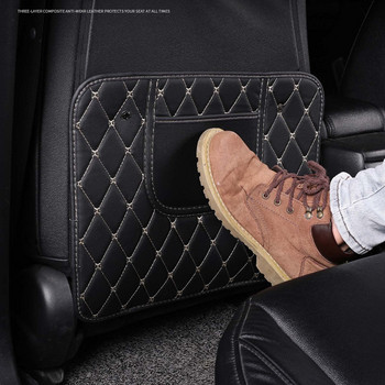 PU кожена подложка за облегалката на седалката за кола Защитни подложки против детски ритници Водоустойчива против замърсяване Протектор на облегалката на седалката W/чанта за съхранение