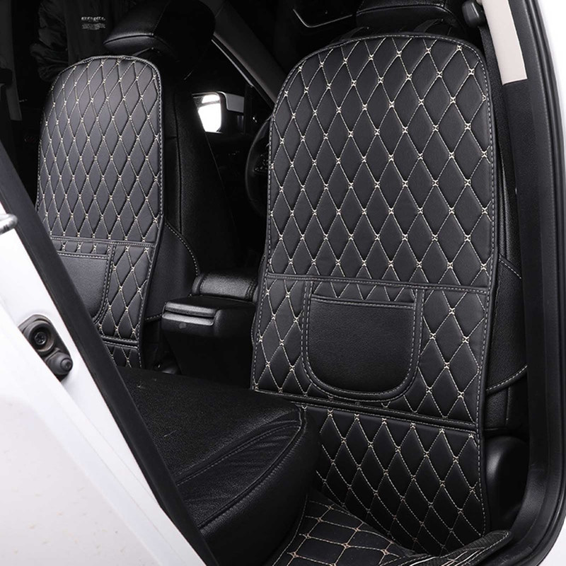 Tampă de protecție pentru spătar scaun auto din piele PU Tampoane de protecție împotriva lovirii copiilor, impermeabilă, anti-murdare, husă de protecție pentru spătarul scaunului cu geantă de depozitare