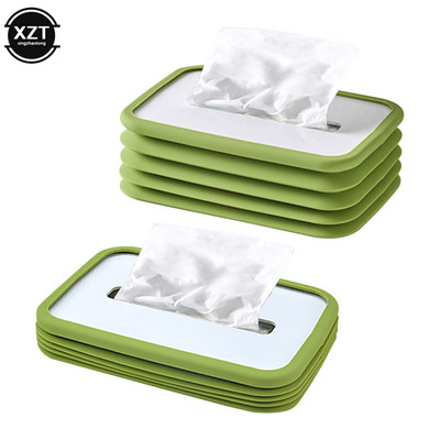 Cutie de șervețele comprimate cu ridicare din silicon Cutie de depozitare pentru șervețele pentru mașină Servețele pentru șervețele umede Decorarea interioară a mașinii Accesorii pentru mașini