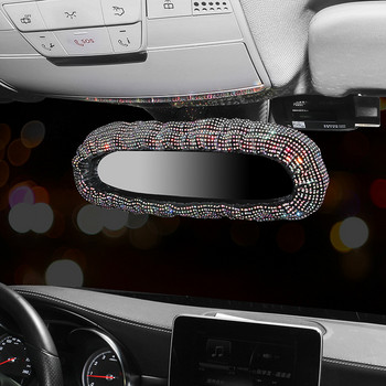 2022 Rhinestone Car Rearview Mirror Decor Charm Crystal Diamond Rear View Mirror Cover Bling Аксесоари за кола Интериор за момичета