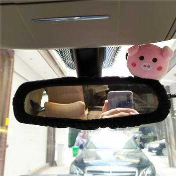 Нов сладък капак на огледалото за обратно виждане за кола Карикатура Прасе Жена Огледало за обратно виждане Капак на предпазния колан Аксесоари за интериора на автомобила