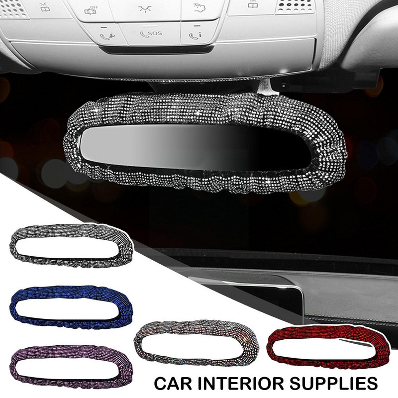 Oglindă retrovizoare strălucitoare cu strasuri, accesorii pentru interiorul mașinii pentru femei, oglindă retrovizoare strălucitoare cu stras, cristal diamant M4Y9